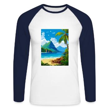 Sainte-Lucie Caraïbes Vintage Poster de voyage - T-shirt baseball manches longues Homme - blanc/marine - Devant - Nik (191cm)