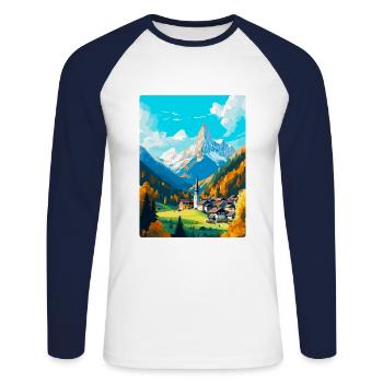 Berchtesgaden Allemagne Affiche de voyage vintage WPA - T-shirt baseball manches longues Homme - blanc/marine - Devant - Nik (191cm)