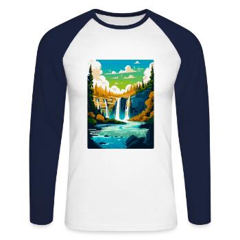 Plitvicer Seen Kroatien Vintage Reiseplakat WPA - Unisex Baseballshirt langarm - Weiß/Navy - Vorne - Nik (191cm)