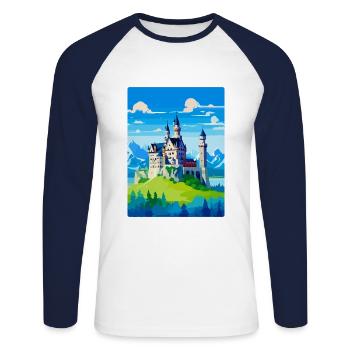 Neuschwanstein Germany Vintage Travel Poster WPA - Unisex Long Sleeve Baseball T-Shirt - white/navy - Front - Nik (191cm)