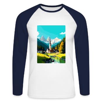 Garmisch Partenkirchen Deutschland Reiseplakat WPA - Unisex Baseballshirt langarm - Weiß/Navy - Vorne - Nik (191cm)