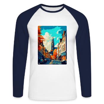 Maastricht Netherlands Vintage Travel Poster WPA - Unisex Long Sleeve Baseball T-Shirt - white/navy - Front - Nik (191cm)