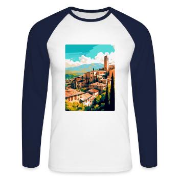 Grenade Espagne Affiche de voyage vintage WPA Souvenir - T-shirt baseball manches longues Homme - blanc/marine - Devant - Nik (191cm)