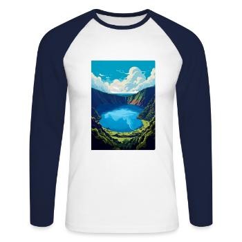 The Azores Portugal Vintage Travel Poster WPA Art - Unisex Long Sleeve Baseball T-Shirt - white/navy - Front - Nik (191cm)