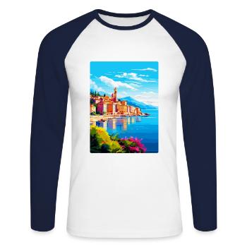 La Spezia Italien Vintage Reiseplakat Souvenir WPA - Unisex Baseballshirt langarm - Weiß/Navy - Vorne - Nik (191cm)
