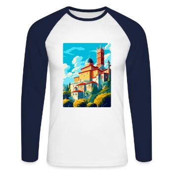 Sintra Portugal Affiche de voyage vintage Souvenir WPA - T-shirt baseball manches longues Homme - blanc/marine - Devant - Nik (191cm)