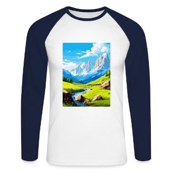 Parc national des Picos de Europa Espagne Affiche de voyage - T-shirt baseball manches longues Homme - blanc/marine - Devant - Nik (191cm)