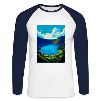 The Azores Portugal Vintage Travel Poster Souvenir - Unisex Long Sleeve Baseball T-Shirt - white/navy - Front - Nik (191cm)