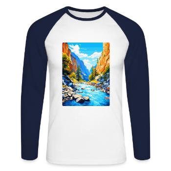 Samaria Schlucht Griechenland Vintage Reise Poster WPA Kunst - Unisex Baseballshirt langarm - Weiß/Navy - Vorne - Nik (191cm)