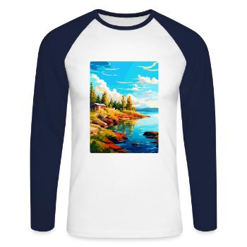 Ålandinseln Finnland Vintage Reiseplakat WPA - Unisex Baseballshirt langarm - Weiß/Navy - Vorne - Nik (191cm)