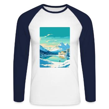 St Moritz Suisse Affiche de voyage vintage WPA - T-shirt baseball manches longues Homme - blanc/marine - Devant - Nik (191cm)