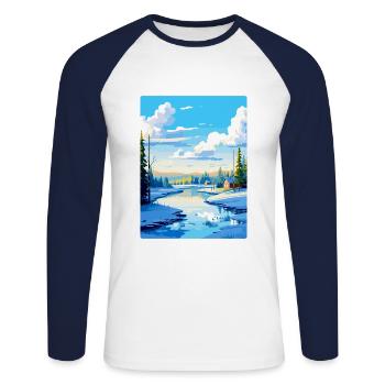 Rovaniemi Finlande Affiche de voyage vintage souvenir - T-shirt baseball manches longues Homme - blanc/marine - Devant - Nik (191cm)