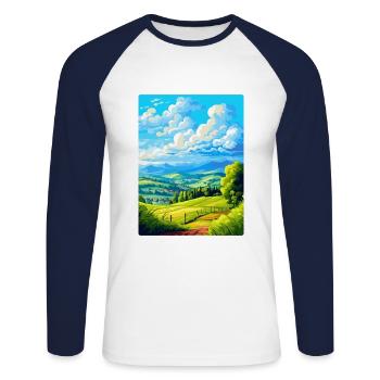 Oberpfalz Deutschland Vintage Reiseplakat WPA - Unisex Baseballshirt langarm - Weiß/Navy - Vorne - Nik (191cm)
