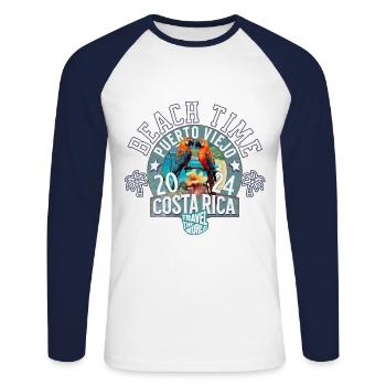 Beach time Costa Rica - Unisex Long Sleeve Baseball T-Shirt - white/navy - Front - Nik (191cm)