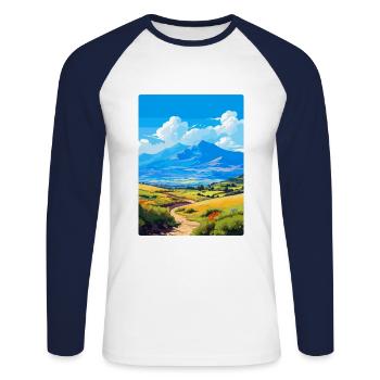 Mont Psiloritis Grèce Affiche de voyage vintage WPA - T-shirt baseball manches longues Homme - blanc/marine - Devant - Nik (191cm)