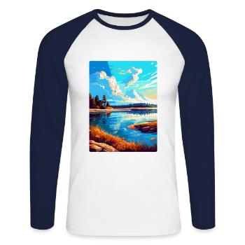 Warta Mouth Poland Vintage Travel Poster Souvenir - Unisex Long Sleeve Baseball T-Shirt - white/navy - Front - Nik (191cm)