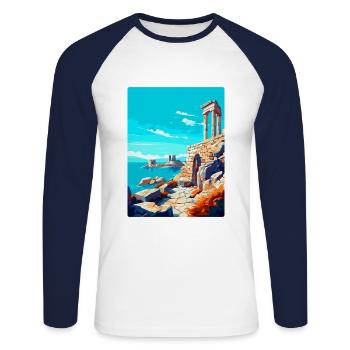 Delos Grèce Vintage Poster Voyage WPA Souvenir - T-shirt baseball manches longues Homme - blanc/marine - Devant - Nik (191cm)
