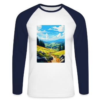 Karkonosze Pologne Affiche de voyage vintage souvenir - T-shirt baseball manches longues Homme - blanc/marine - Devant - Nik (191cm)