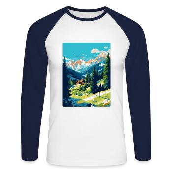 Gstaad Suisse Affiche de voyage vintage souvenir - T-shirt baseball manches longues Homme - blanc/marine - Devant - Nik (191cm)
