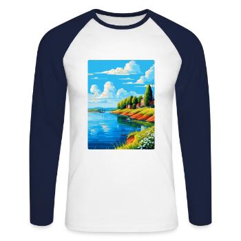 Vaasa Finlande Affiche de voyage vintage WPA Souvenir - T-shirt baseball manches longues Homme - blanc/marine - Devant - Nik (191cm)