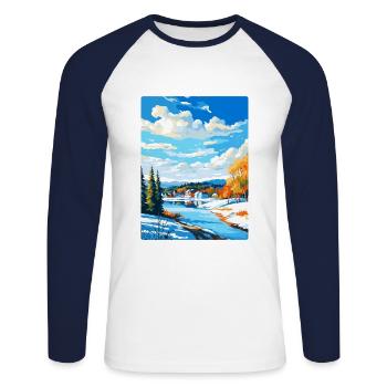 Lahti Finland Vintage Travel Poster WPA Souvenir - Unisex Long Sleeve Baseball T-Shirt - white/navy - Front - Nik (191cm)