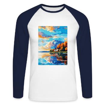 Kuopio Finlande Affiche de voyage vintage Souvenir WPA - T-shirt baseball manches longues Homme - blanc/marine - Devant - Nik (191cm)