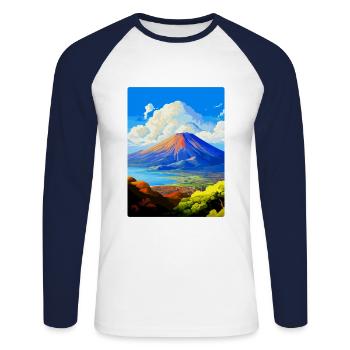 Vesuvius Italy Vintage Travel Poster Souvenir WPA - Unisex Long Sleeve Baseball T-Shirt - white/navy - Front - Nik (191cm)
