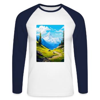Gran Paradiso Italy Vintage Travel Poster Souvenir - Unisex Long Sleeve Baseball T-Shirt - white/navy - Front - Nik (191cm)