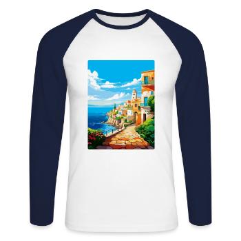 Héraklion Grèce Affiche de voyage vintage souvenir - T-shirt baseball manches longues Homme - blanc/marine - Devant - Nik (191cm)