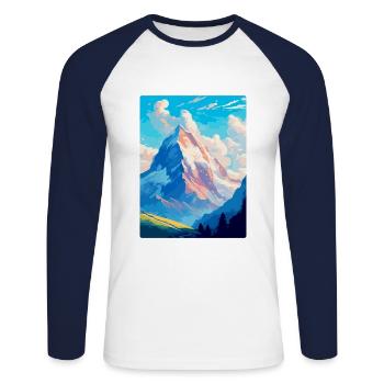 Eiger Suisse Affiche de voyage vintage souvenir - T-shirt baseball manches longues Homme - blanc/marine - Devant - Nik (191cm)
