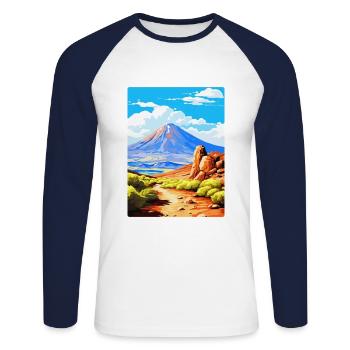 Parc national du Teide Espagne Affiche de voyage vintage - T-shirt baseball manches longues Homme - blanc/marine - Devant - Nik (191cm)