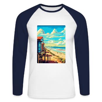 Zandvoort Netherlands Vintage Travel Poster WPA - Unisex Long Sleeve Baseball T-Shirt - white/navy - Front - Nik (191cm)