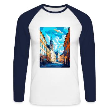 Lublin Pologne Affiche de voyage vintage WPA Souvenir - T-shirt baseball manches longues Homme - blanc/marine - Devant - Nik (191cm)