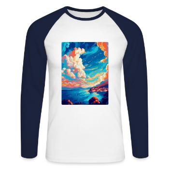 Bol Croatia Vintage Travel Poster WPA Art Souvenir - Unisex Long Sleeve Baseball T-Shirt - white/navy - Front - Nik (191cm)