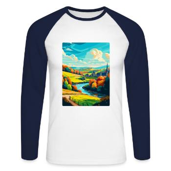 Ardennen Frankreich Vintage Reiseplakat Souvenir WPA - Unisex Baseballshirt langarm - Weiß/Navy - Vorne - Nik (191cm)