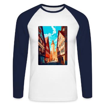 Hildesheim Allemagne Poster de voyage vintage souvenir - T-shirt baseball manches longues Homme - blanc/marine - Devant - Nik (191cm)