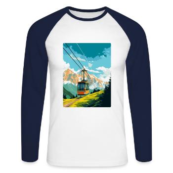 Penkenbahn Autriche Affiche de voyage vintage souvenir - T-shirt baseball manches longues Homme - blanc/marine - Devant - Nik (191cm)