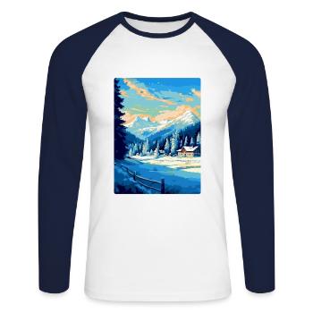 Kitzbuhel Austria Vintage Travel Poster Souvenir - Unisex Long Sleeve Baseball T-Shirt - white/navy - Front - Nik (191cm)