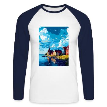 Trelleborg Suède Affiche de voyage vintage souvenir - T-shirt baseball manches longues Homme - blanc/marine - Devant - Nik (191cm)