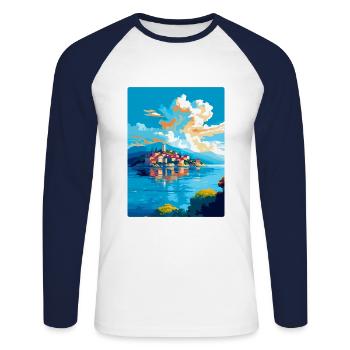 Île de Ciovo Croatie Affiche de voyage vintage WPA Art - T-shirt baseball manches longues Homme - blanc/marine - Devant - Nik (191cm)