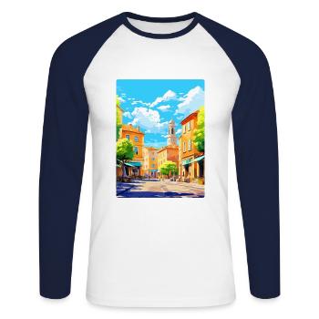 Aix En Provence Frankreich Vintage Reiseposter WPA - Unisex Baseballshirt langarm - Weiß/Navy - Vorne - Nik (191cm)