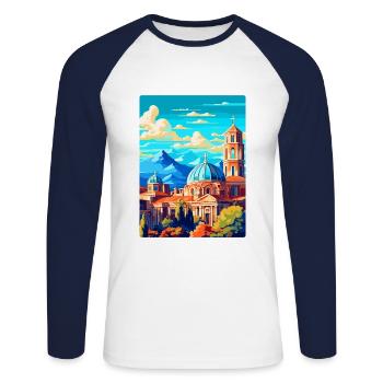 Sofia Bulgaria Vintage Travel Poster Souvenir WPA - Unisex Long Sleeve Baseball T-Shirt - white/navy - Front - Nik (191cm)