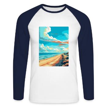 Zandvoort Netherlands Vintage Travel Poster WPA - Unisex Long Sleeve Baseball T-Shirt - white/navy - Front - Nik (191cm)