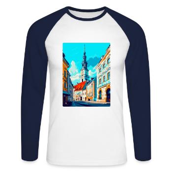 Czestochowa Pologne Affiche de voyage vintage souvenir - T-shirt baseball manches longues Homme - blanc/marine - Devant - Nik (191cm)