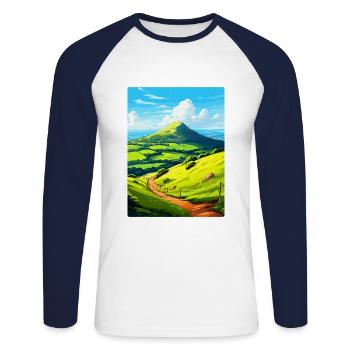 Duncryne Hill Stirling Vintage Reiseposter WPA - Unisex Baseballshirt langarm - Weiß/Navy - Vorne - Nik (191cm)