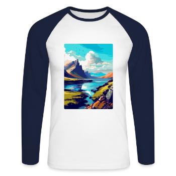 Isle Of Skye Scotland Uk Travel Poster Souvenir - Unisex Long Sleeve Baseball T-Shirt - white/navy - Front - Nik (191cm)