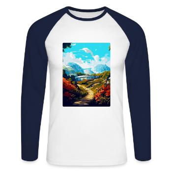 Eden Project Angleterre Royaume-Uni Affiche de voyage Souvenir WPA - T-shirt baseball manches longues Homme - blanc/marine - Devant - Nik (191cm)