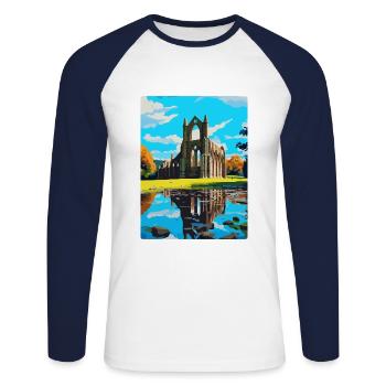 Bolton Abbey England Uk Reise Poster Souvenir WPA - Unisex Baseballshirt langarm - Weiß/Navy - Vorne - Nik (191cm)