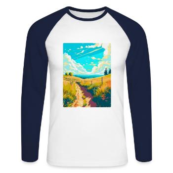 Ridgeway National Trail Travel Poster Souvenir WPA - Unisex Long Sleeve Baseball T-Shirt - white/navy - Front - Nik (191cm)