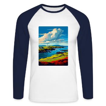 Isle Of Islay Schottland Vereinigtes Königreich Reiseposter Souvenir - Unisex Baseballshirt langarm - Weiß/Navy - Vorne - Nik (191cm)